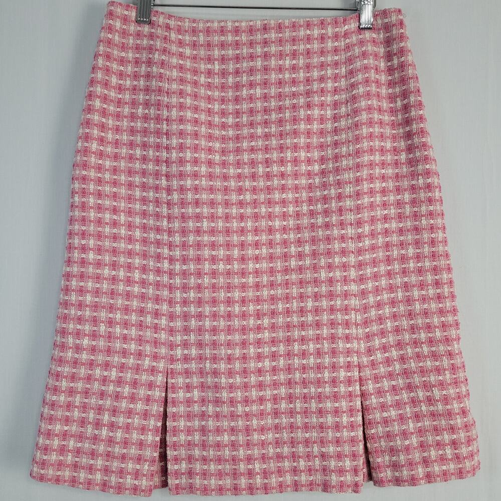 Vintage Tweed A-line Skirt size 8 Pink Classic Academia Preppy 90s Retro Career